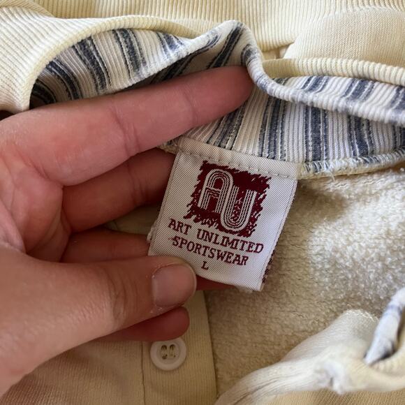 Vtg Y2K 2000s Yellow Cat Pullover Sweatshirt Sz L Cottagecore Grannycore - Picture 10 of 12